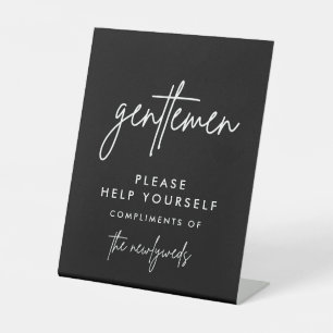 Black Gentlemen Wedding Bathroom Basket Sign