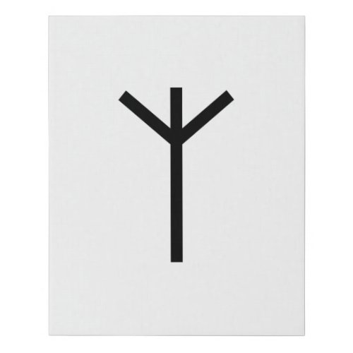 Black Geometric Algiz Protection Viking Rune Faux Canvas Print