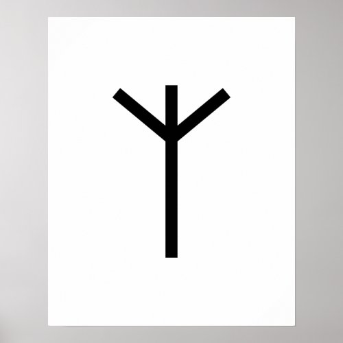 Black Geometric Algiz Protection Viking Rune Poster