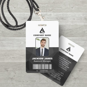 Black Geometric and white Company Security ID Card Badge