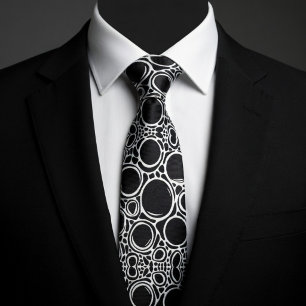 Black Geometric Circles Neck Tie