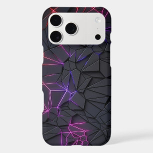 Black Geometric Fractal with Neon Lights Phone Cas iPhone 17 Pro Max Case