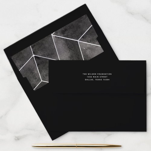 Black Geometric Gala Return Address Envelope