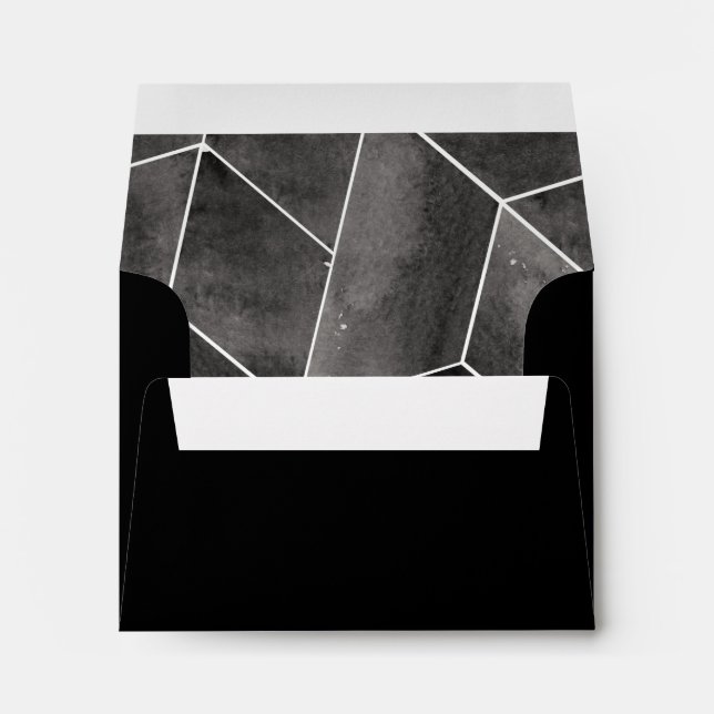 Black Geometric Gala RSVP Return Address Envelope (Back (Bottom))