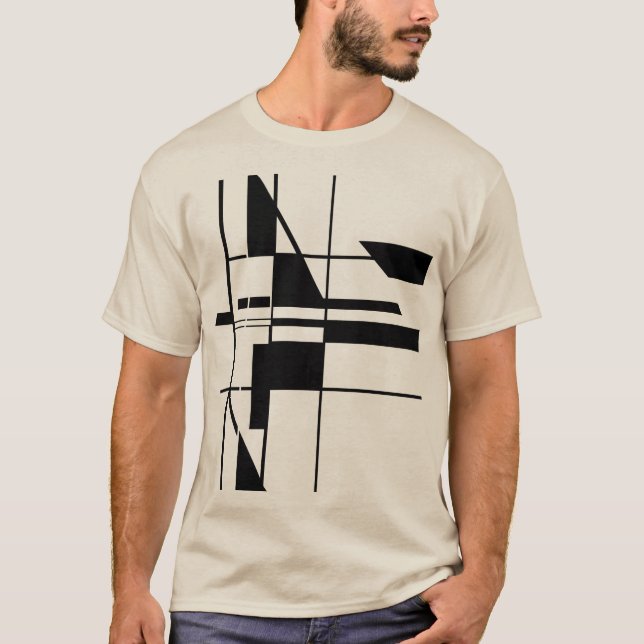 Black Geometric Gameboard MCM-inspired Abstract T-Shirt (Front)