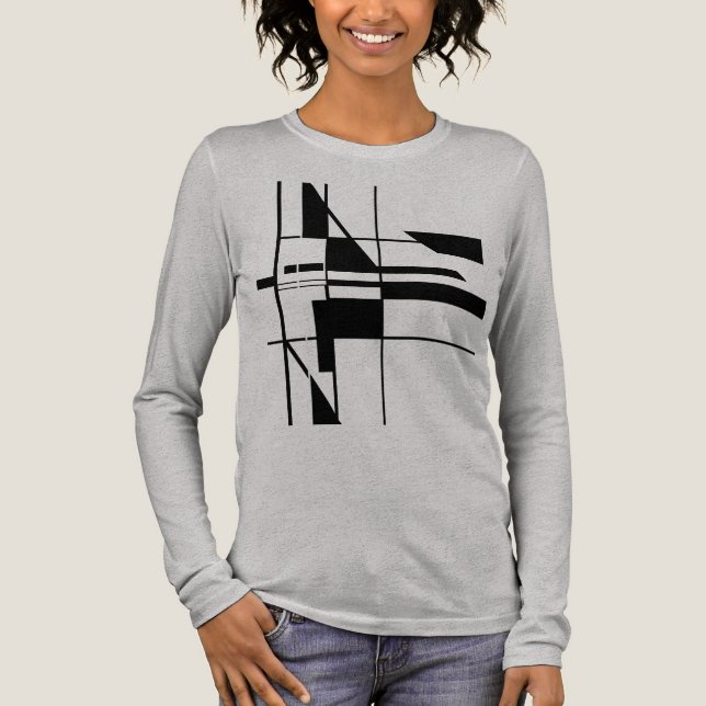 Black Geometric Gameboard MCM-inspired Abstract Tri-Blend Shirt (Front)