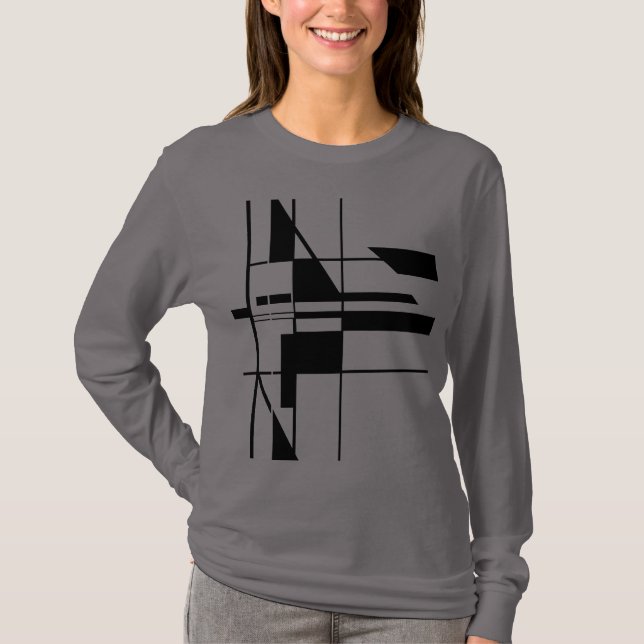 Black Geometric Gameboard MCM Look Abstract Art T-Shirt (Front)