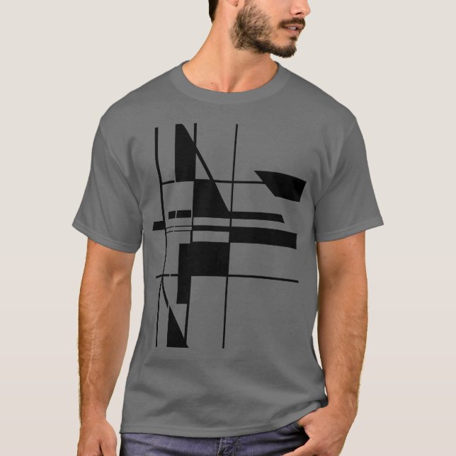 Black Geometric Gameboard MCM Look Abstract Art T-Shirt (Front)