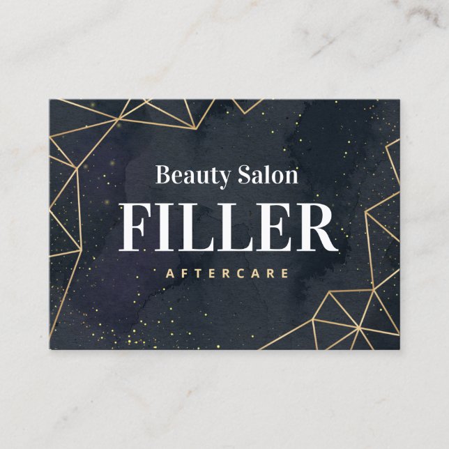 Black Geometric Gold Filler Aftercare Business Card (Front)