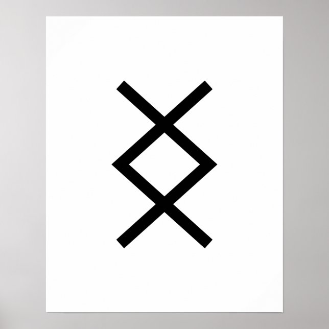 Black Geometric Inguz (The God Ing) Viking Rune Poster (Front)