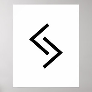 Black Geometric Jera (Year) Viking Rune Poster