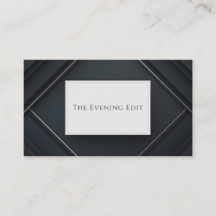 Black Geometric Layered Angle Silver Line Business Card
