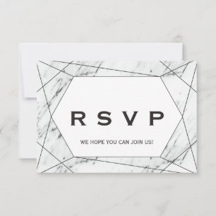 Black Geometric Marble Song Request RSVP Card