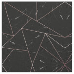 Black Geometric Marble Triangles Gold Outline Fabric