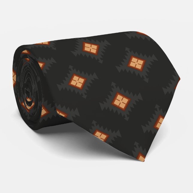 Black geometric   neck tie (Rolled)