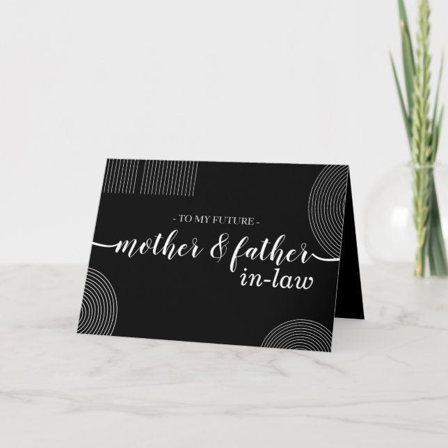 Black Geometric New Parents Mother Father Wedding Card (Front)