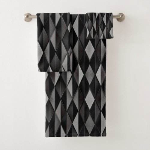 Black Geometric Pattern  Bath Towel Set