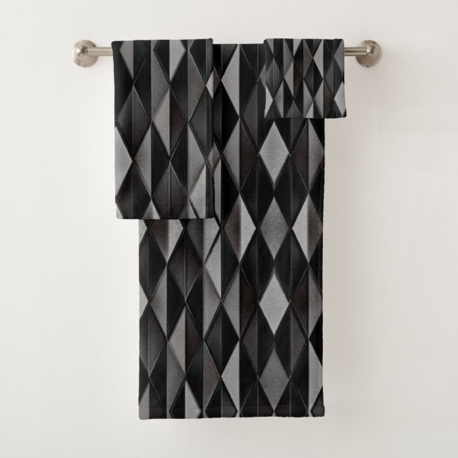 Black Geometric Pattern | Bath Towel Set (Insitu)