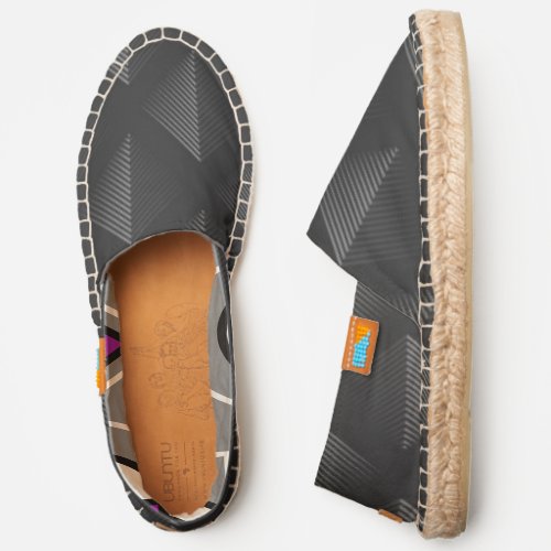 Black Geometric Pattern Espadrilles