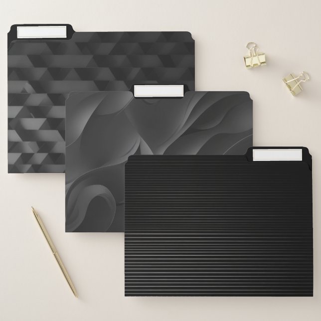 black geometric pattern file folder (Set)