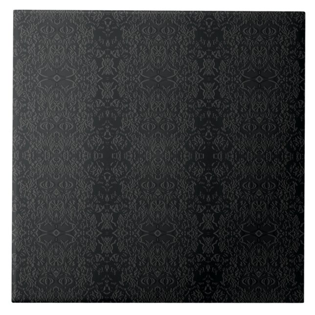 Black Geometric Pattern – Modern Minimalist Design Ceramic Tile (Front)