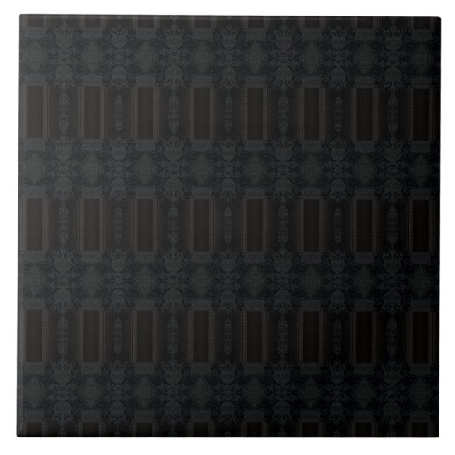Black Geometric Pattern – Modern Minimalist Design Ceramic Tile (Front)