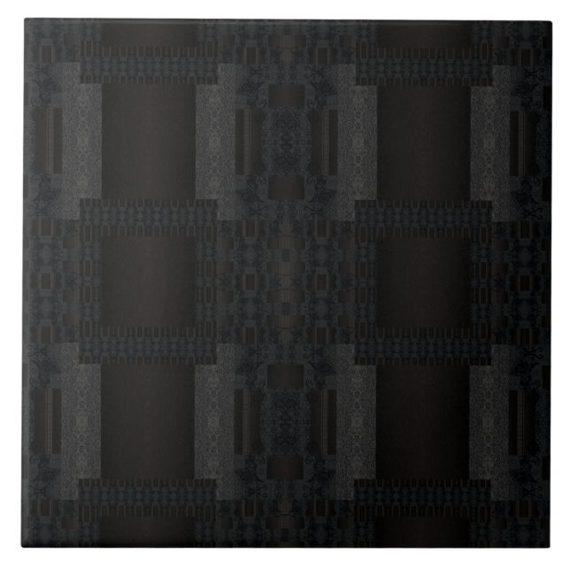 Black Geometric Pattern – Modern Minimalist Design Ceramic Tile (Front)