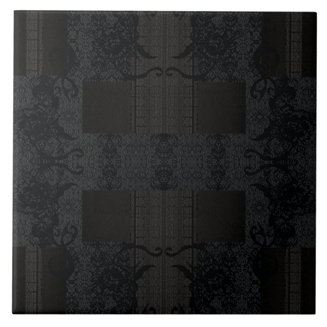 Black Geometric Pattern – Modern Minimalist Design Ceramic Tile (Front)