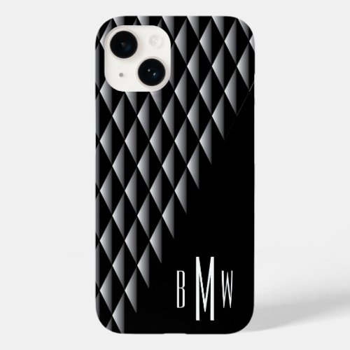 Black Geometric Pattern Monogrammed Case_Mate iPhone 14 Case