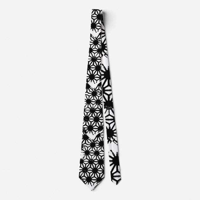 Black geometric pattern neck tie (Front)