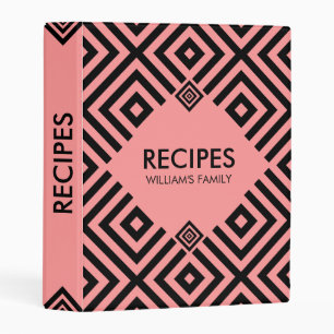 Black geometric pattern on pink mini binder