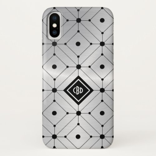 Black geometric pattern on silver_gray background iPhone XS case