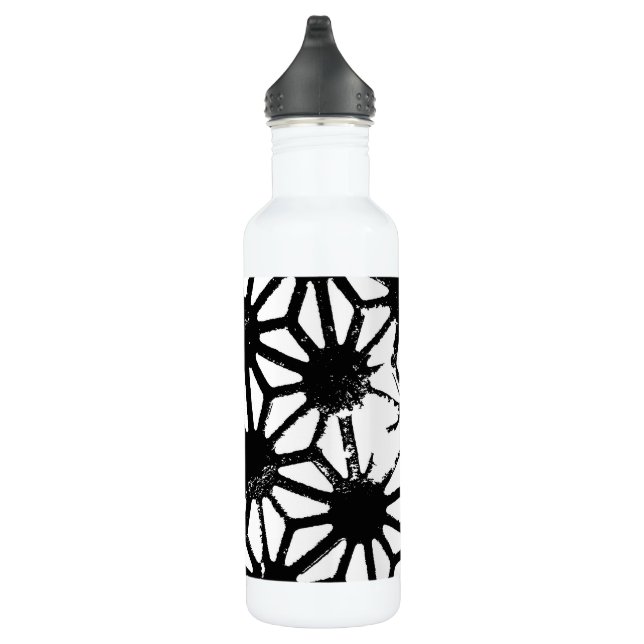 Black geometric pattern stainless steel water bottle (Right)