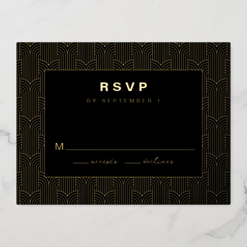 Black Geometric RSVP Card