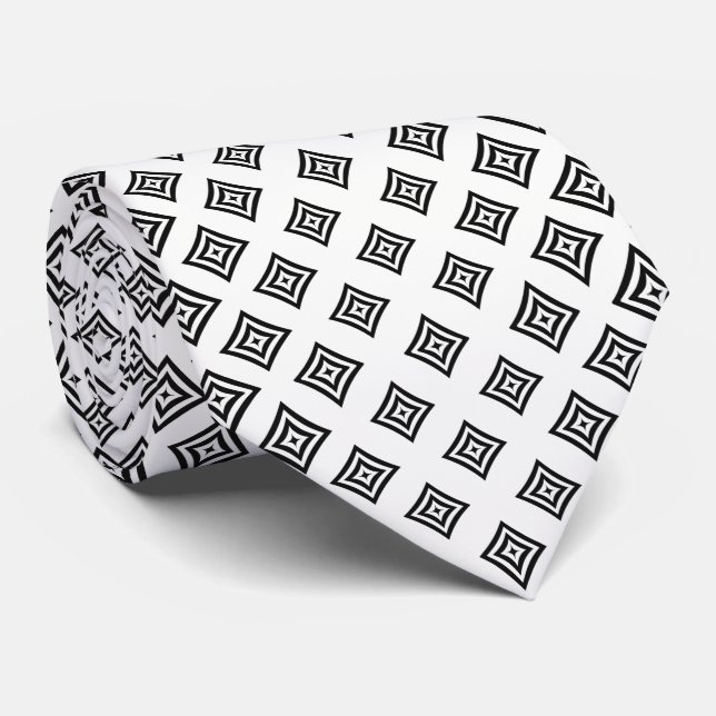 Black Geometric Shapes Neck Tie (Rolled)