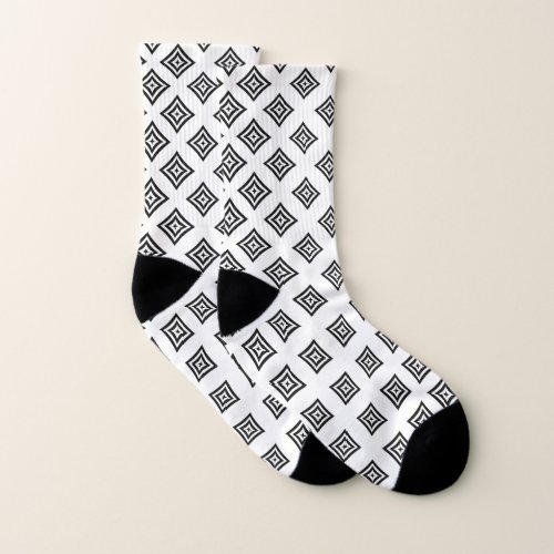 Black Geometric Shapes Print Socks