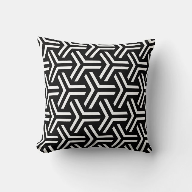 Black Geometric Throw Pillow (Front)