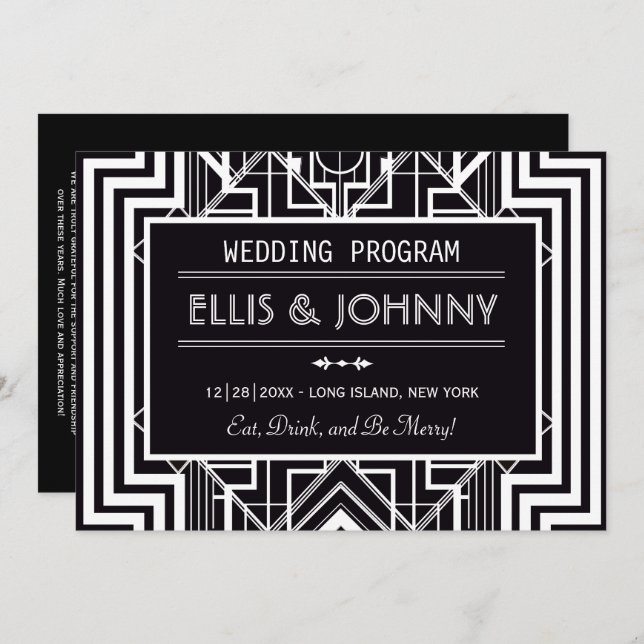 Black Geometric Wedding Programs (Front/Back)