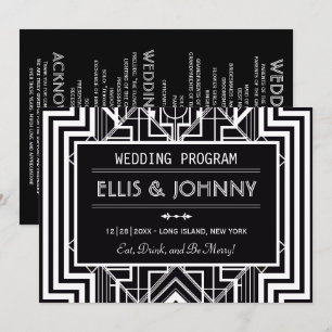 Black Geometric Wedding Programs
