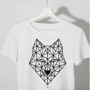 black geometric  wolf  T-Shirt