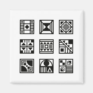 Black geometrical tribal pattern magnet