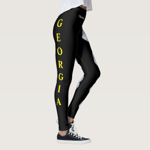 Black Georgia State Flower Cherokee Rose Leggings