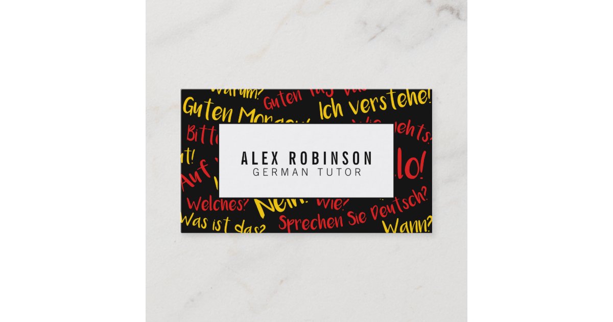 Black German Language Tutor Business Card Zazzle Com