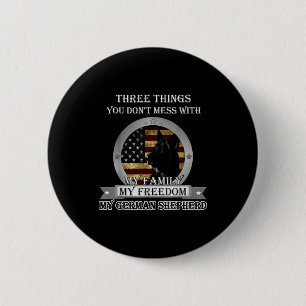 Black German Shepherd American Flag Three Things Y Button