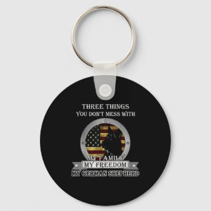 Black German Shepherd American Flag Three Things Y Keychain