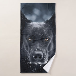 Black German Shepherd Bath Towel