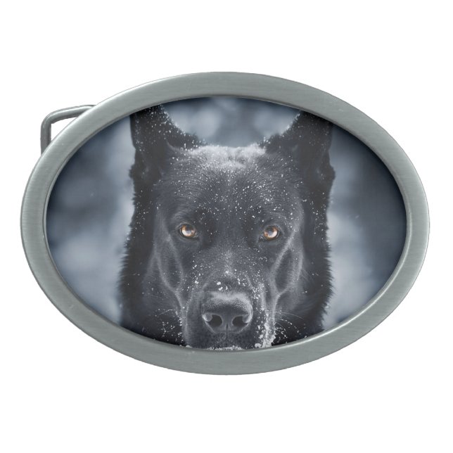 Black German Shepherd Belt Buckle (Front)