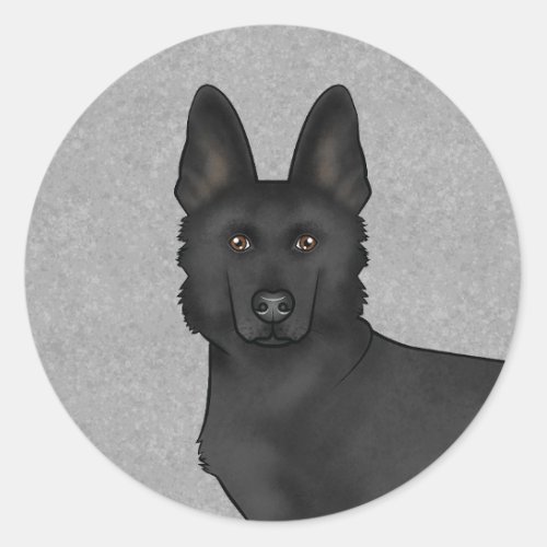Black German Shepherd Cartoon Dog Head Close_Up Classic Round Sticker