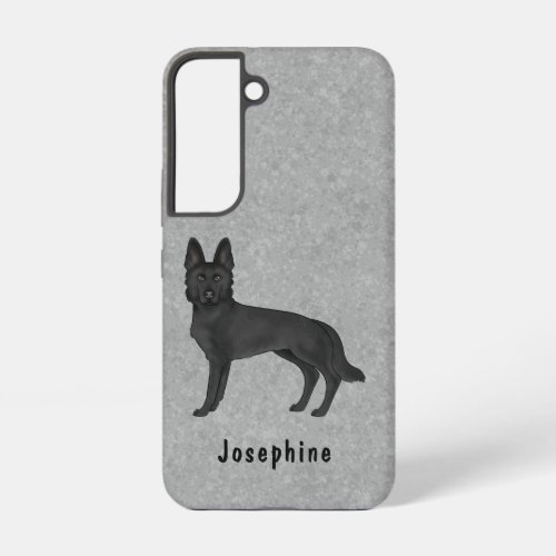 Black German Shepherd Cartoon Dog On Gray And Text Samsung Galaxy S22 Case