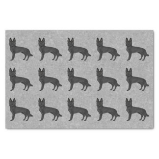 Black German Shepherd Cartoon Dog Pattern Gray Tissue Paper